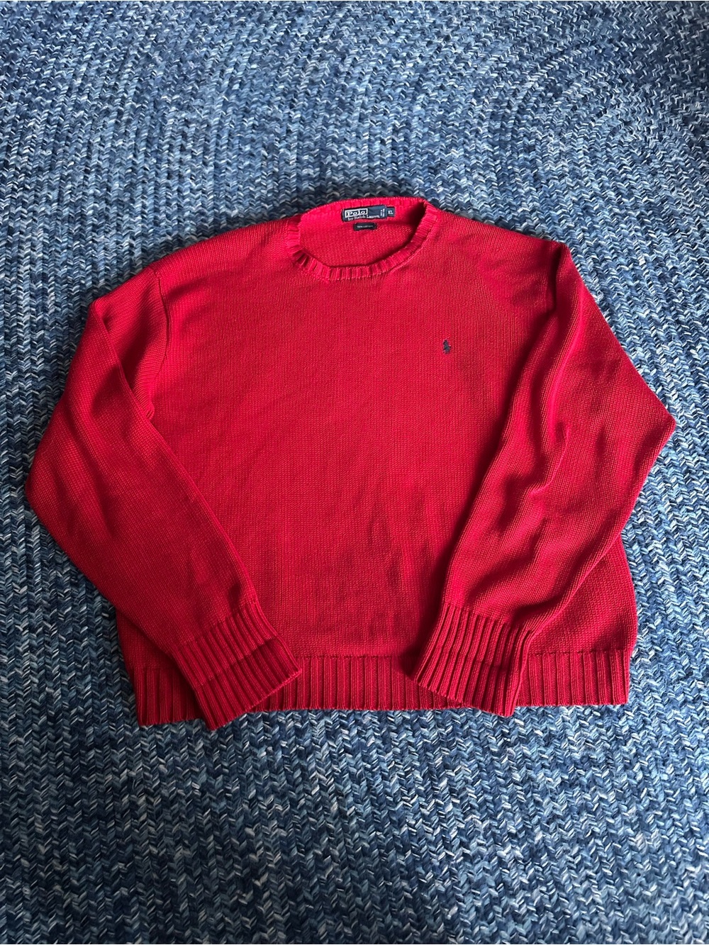 Vintage Ralph Lauren Sweater men’s red crewneck 100% cotton